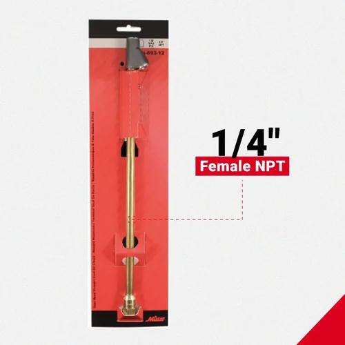 Vista 4 de Portabrocas de aire de doble cabeza con pie recto para medidor de presión de neumáticos, alcance extendido de 12", 1/4" FNPT, 150 PSI