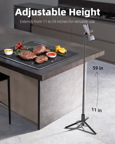 Vista 4 de TODI Trípode para selfie stick de 58 pulgadas, trípode portátil y extensible, soporte todo en uno para iPhone y Android