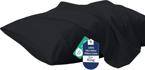 Vista 30 de Royale Linens Juego de 2 fundas de almohada Queen – Fundas de almohada de cama – 20 x 30 pulgadas – Fundas de almohada negras – 1800 microfibra