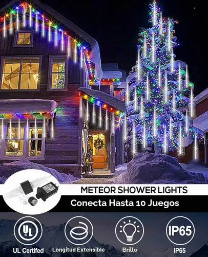 Vista 3 de EAGWELL Luces de lluvia navideñas para exteriores de 12 pulgadas, 10 tubos