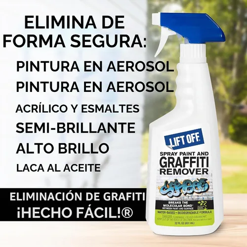 Vista 3 de Lift Off 41101 - Pintura en aerosol y removedor de graffiti, 22 onzas líquidas, 41101 Water-based formula removes spray paint, acrylic and enamel