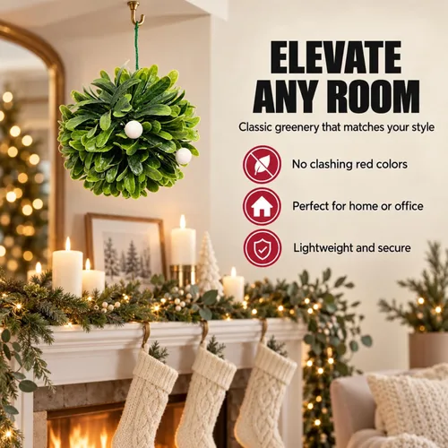Vista 7 de Anderson's, Bola de besos de muérdago, decoraciones navideñas, Navidad, decoración colgante