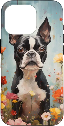 Vista 20 de Boston Terrier in Flower Garden Dog Art Lovers Design Case for iPhone 17