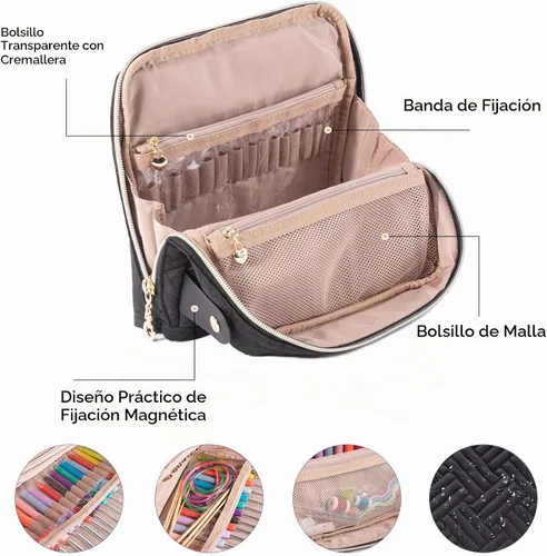 Vista 4 de MYBAGZING Estuche para Ganchos de Ganchillo con Juego de 14 Ganchos de Ganchillo de Tamaño 2 mm (B) - 10 mm (N) Ganchos de Ganchillo Ergonómicos