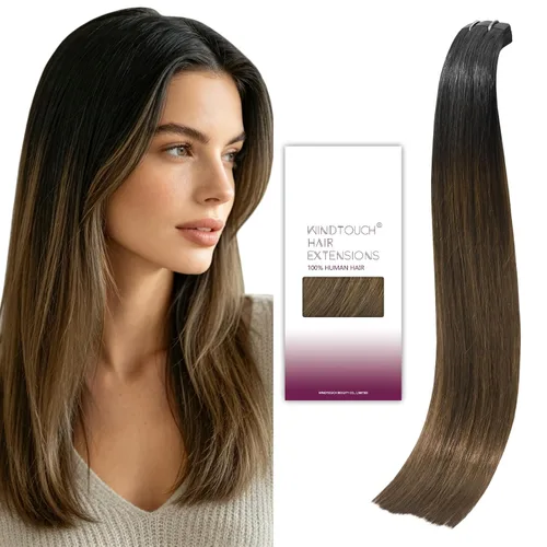Vista 7 de WindTouch Extensiones de cabello humano con cinta adhesiva, color rojo, 20 unidades, 14 pulgadas, #rojo, 1.06 oz