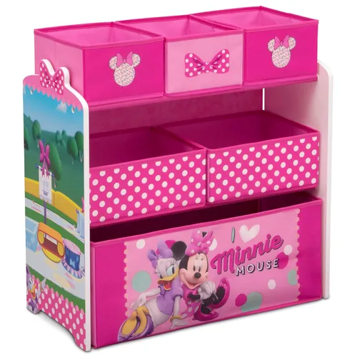 Vista 5 de Delta Children Caja de juguetes de lujo, Disney Frozen II y Disney Minnie Mouse 6 cubos de diseño y almacenamiento organizador de juguetes