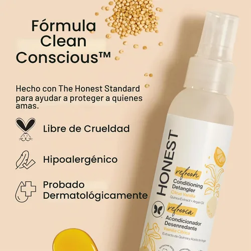 Vista 5 de The Honest Company Hair Detangler, Citrus Vanilla Refresh, 4 fl oz, 3 Pack