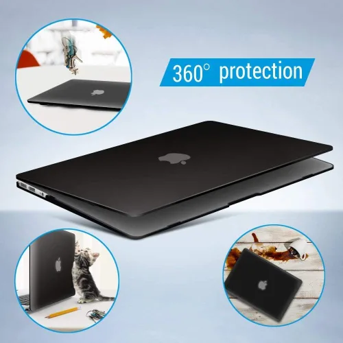Vista 9 de iBenzer Carcasa rígida de plástico con superficie suave 3 en 1 y cubierta para teclado y protector de visualización para MacBook Air, Negro