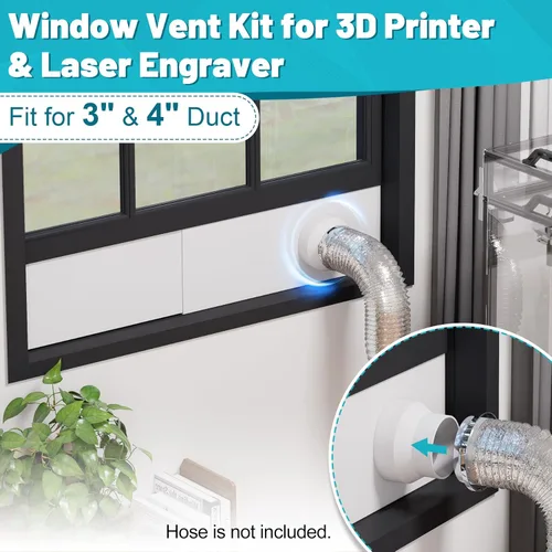 Vista 4 de Kit de ventilación de ventana, puerto de ventilación universal para conductos de 3 y 4 pulgadas, kit de sellado de ventana ajustable con cubierta