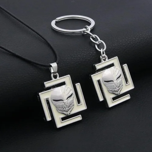Vista 6 de SONGCHANGJEWELRY Ishida Kurosaki Collar Kerchain Ichigo Kurosaki Negro Flaming Shinigami Llavero BLEACH Anime Cosplay Regalos para Hombres Niños