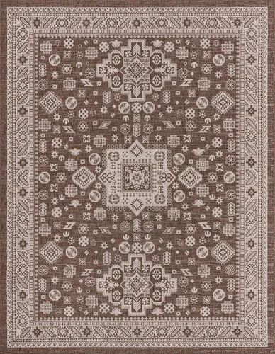Vista 94 de Unique Loom Outdoor Aztec Collection Alfombra de área, Chalca (5 pies 3 pulgadas, octágono, aguamarina/marfil)