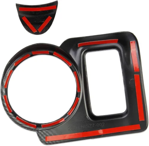 Vista 7 de Panel de botón de calefacción del asiento de estilo de fibra de carbono para reposabrazos de consola central con portavasos, accesorios de ribete
