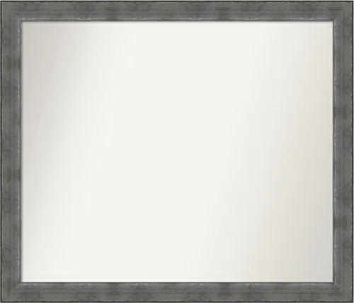 Vista 423 de Amanti Art Espejo de baño plateado para sobre el fregadero, 24 x 24 pulgadas, espejo cuadrado de peltre forjado a medida, marco de madera casual