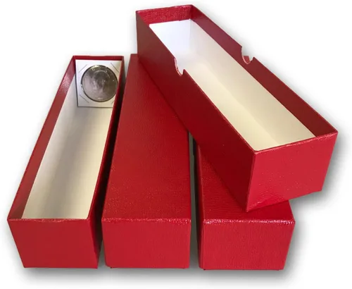 Vista 6 de 3 cajas de almacenamiento rojas de una sola fila para soportes de monedas de 2 x 2 por Generic