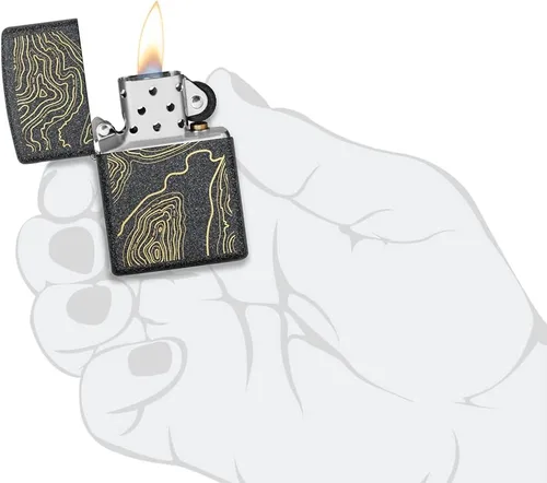 Vista 4 de Zippo Topo Map Design - Encendedor de bolsillo de piedra de hierro