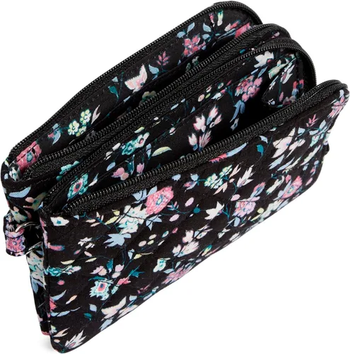 Vista 2 de Vera Bradley Cartera de algodón con doble cremallera para identificación con protección RFID