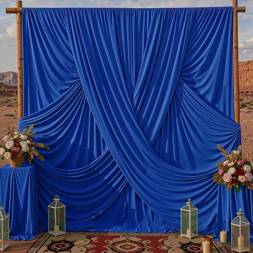 Vista 30 de Cortina de fondo azul bebé de 10 pies x 8 pies sin arrugas para fiesta, cortinas de fondo de poliéster azul para fotografías, decoraciones para baby