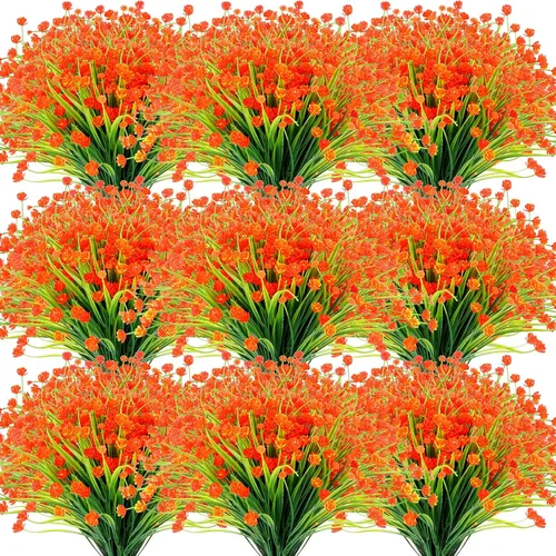 Vista 8 de Hoteam 40 paquetes de flores artificiales para exteriores, resistentes a los rayos UV, plantas de plástico para exteriores, primavera, verano