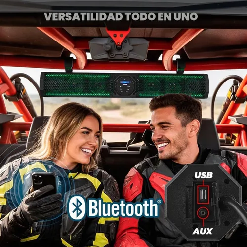 Vista 3 de DS18 SB26BTXRGB Barra de sonido amplificada marina de 26 pulgadas con iluminación Bluetooth USB y RGB, 6 altavoces, 600 W máximo, panel de control