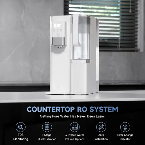 Vista 6 de CO-Z Filtro de Agua de Ósmosis Inversa de Encimera, Sistema de Filtración de Agua RO de 5 Etapas, Dispensador Portátil de Purificador de Agua con 3