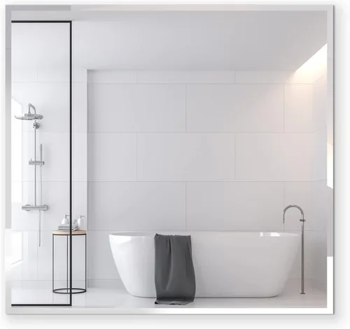 Vista 16 de Paneles de espejo de corte personalizado a tu tamaño exacto – Vidrio sin marco de 1/4 o 1/8 pulgadas de grosor para pared de baño, tocador