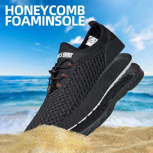 Vista 6 de DOUSSPRT Men's Water Shoes Quick Dry for Beach Swim Pool Fishing Negro (Allblack)