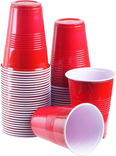 Vista 3 de TashiBox Vasos de plástico desechables para fiestas de 12 oz (rojo, 100)