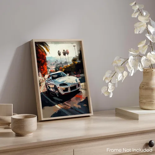 Vista 5 de Inspirational Wall Art Co. - Confident Póster Toyota Supra 1994 - Póster de automóvil para habitación de niños - Decoración de pared del automóvil