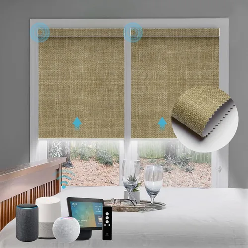 Vista 48 de SmartWings Persianas Motorizadas con Sombras para Ventana Control Remoto Funciona con Thread Apple Homekit Z-Wave Alexa 100% Blackout de Doble Cara