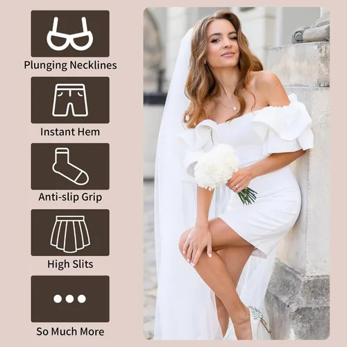 Vista 3 de DSLSQD 2 rollos de cinta de doble cara de 16 pies para ropa a piel, cinta de cuerpo de doble cara, cinta de tela transparente, cinta de ropa