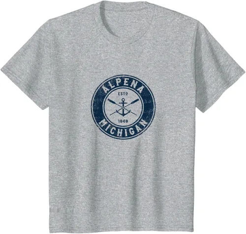 Vista 4 de Alpena Michigan MI Vintage Boat Anchor & Oars Camiseta