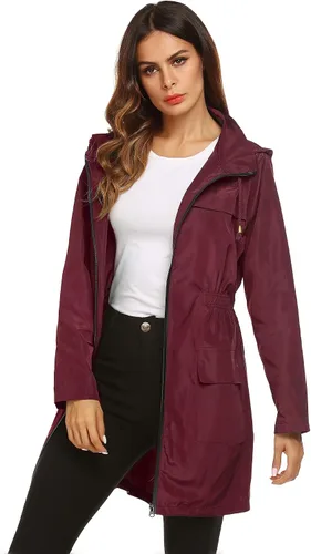 Vista 7 de Lomon - Chaqueta de mujer para la lluvia, impermeable y ligera, con capucha, para exteriores