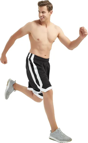Vista 5 de TopTie Pantalones cortos de baloncesto de malla de 7 pulgadas con bolsillos para hombre, pantalones cortos deportivos activos de 2 tonos, pantalones