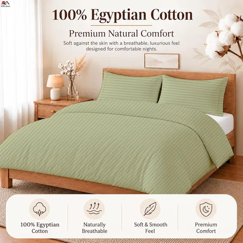 Vista 12 de ARlinen Juego de funda de edredón de tamaño individual, 100% algodón egipcio, juego de ropa de cama de 3 piezas con cierre de cremallera, incluye 1