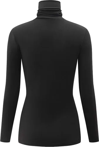 Vista 2 de KLOTHO Camisetas casuales de cuello alto, ligeras, de manga larga, suaves, térmicas para mujer