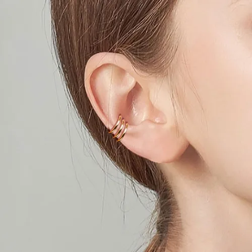 Vista 4 de Aretes de aro pequeños con relleno de oro de 18 quilates para mujeres y hombres, aretes de aro de tubo sin fin, ligeros y pequeños hechos a mano