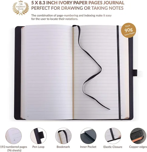 Vista 6 de Diario de escritura exclusivo para mujeres y hombres - Hecho a mano en Italia con papel marfil - Cuaderno de viaje en blanco para notas diarias