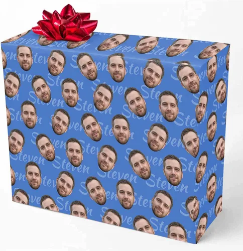Vista 22 de M YESCUSTOM Papel de regalo con fotos personalizadas, papel de regalo para el Día de la Madre, Día del Padre, cumpleaños, Navidad