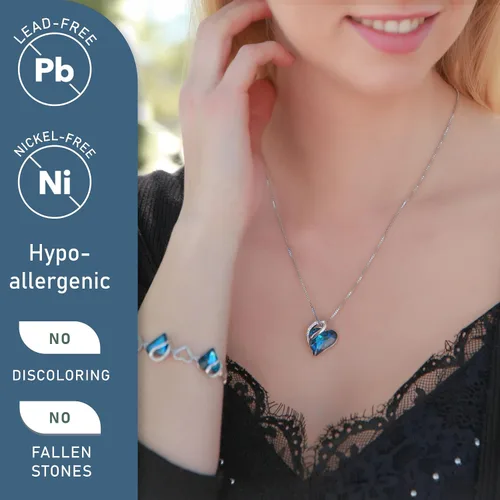 Vista 2 de Leafael - Collares para mujer, dije de corazón de amor infinito con cristales de piedra natal, cadena chapada en plata de 18 + 2 pulgadas, regalo