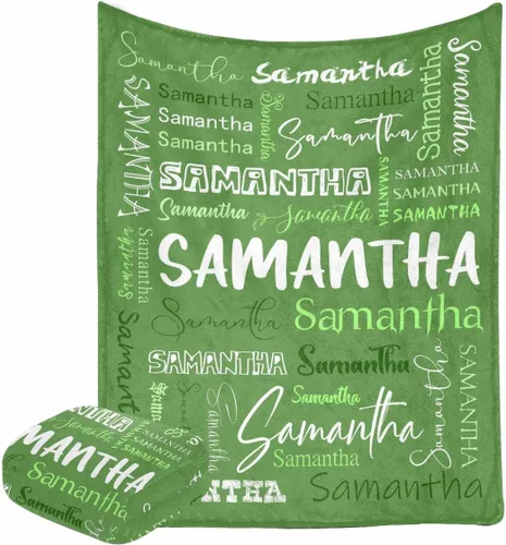 Vista 17 de Manta personalizada con nombre con fuente diferente y colorida para niños, mujeres y hombres, divertida decoración personalizada para el hogar, cama