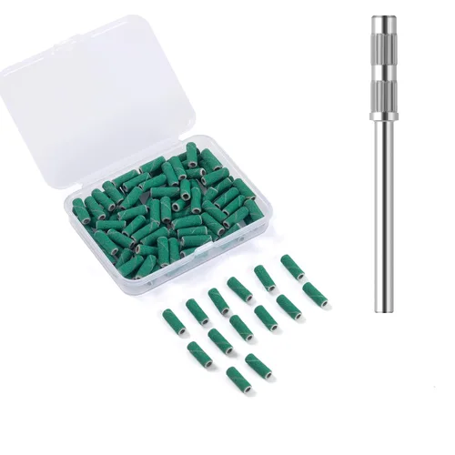 Vista 17 de 100 piezas de bandas pequeñas de lijado de uñas para taladro de uñas, bits mini de 3.1mm de mandril de lijado de uñas de grano 80 para uñas