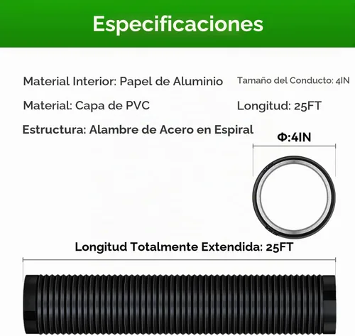 Vista 2 de Manguera de ventilación de secadora de 4 pulgadas, 25 pies de largo, manguera de ventilación de secadora de protección de cuatro capas resistente