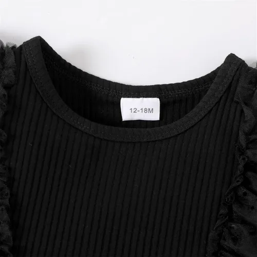 Vista 3 de Vestido de princesa 100 % algodón sin mangas tutú vestido de verano para niñas pequeñas, vestido de malla con volantes 3M-3Y