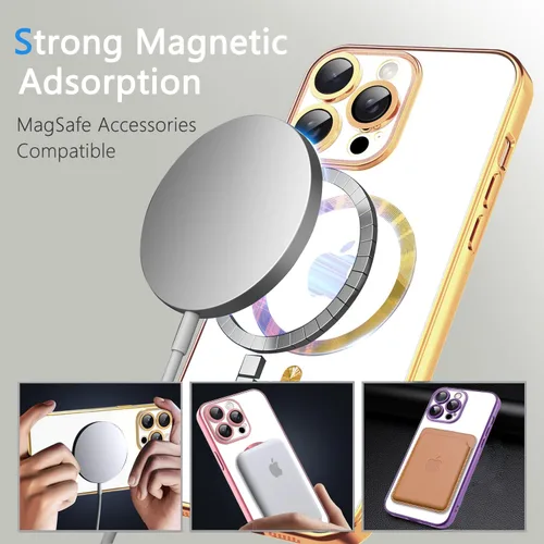 Vista 4 de Misscase Funda MagSafe compatible con iPhone 12 Pro Max con protector de lente de cámara, protección completa, funda magnética transparente