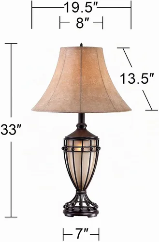 Vista 4 de Cardiff 33" Large Table Lamp Night Light Iron Bronze Brown Urn
