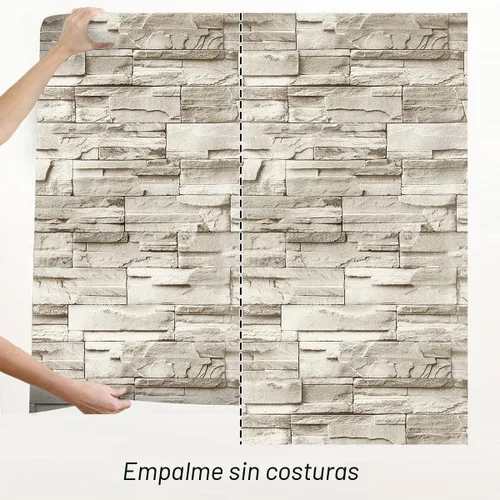 Vista 5 de Jeweluck Papel tapiz de piedra para despegar y pegar, papel tapiz de ladrillo de 17.7 x 118.1 pulgadas, papel de contacto de ladrillo para despegar