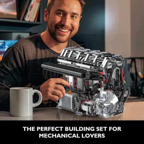 Vista 10 de JMBricklayer Juego de bloques de construcción de motor L4 para adultos, kits de motor técnico eléctrico con motor, kit de construcción de motor a