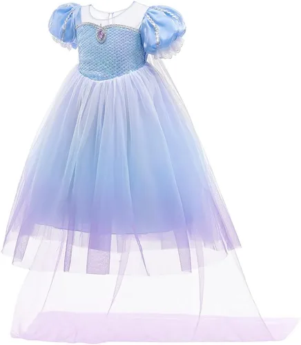 Vista 40 de Frozen - Vestido de princesa Elsa para niñas, disfraz de Halloween, Navidad, cumpleaños, fiesta, vestido de tul con accesorios