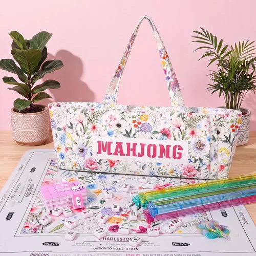 Vista 5 de Duraaamo Juego de azulejos Mahjong americanos de 177 piezas con bolsas