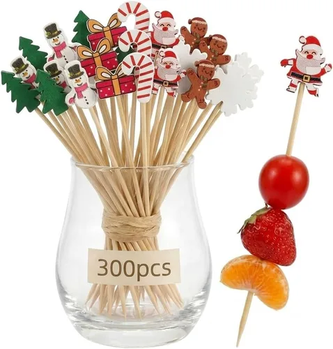 Vista 15 de 300 púas de cóctel de bandera estadounidense, brochetas de bambú de estrella de 4.7 pulgadas para aperitivos de frutas, suministros de fiesta